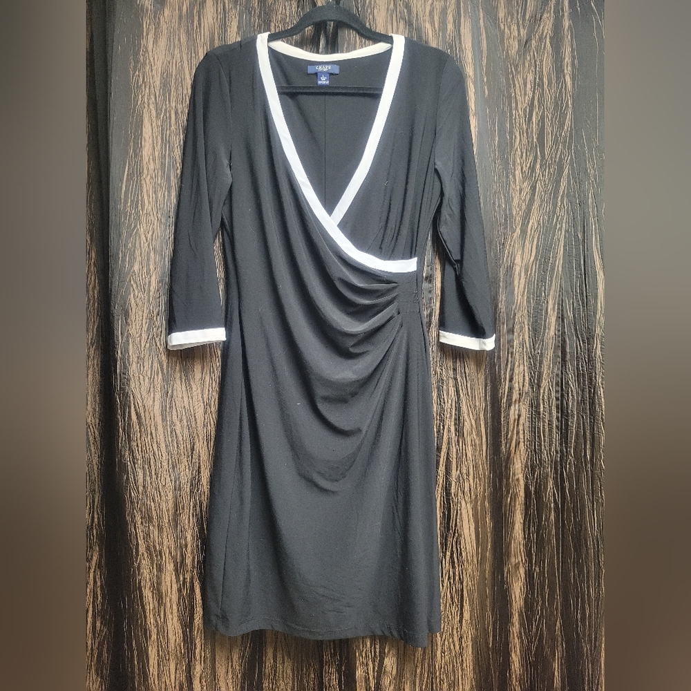Black Dress with White Accents
